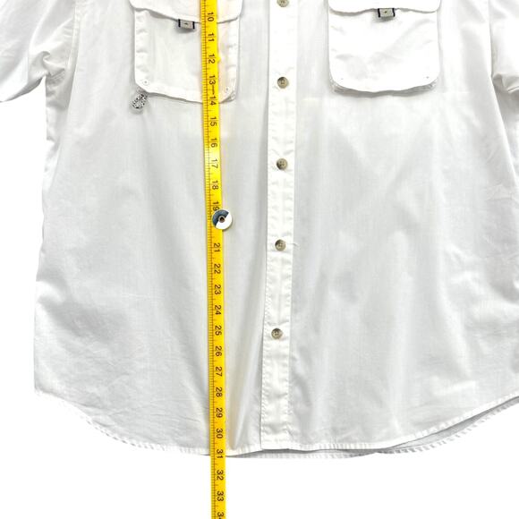Columbia PFG Button Up Two Front Pockets Logo Short Sleeve Shirt Medium - Picture 6 of 8